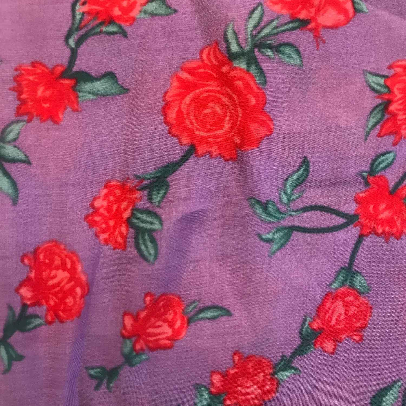 Red Floral Violet Muslin Silk Fabric