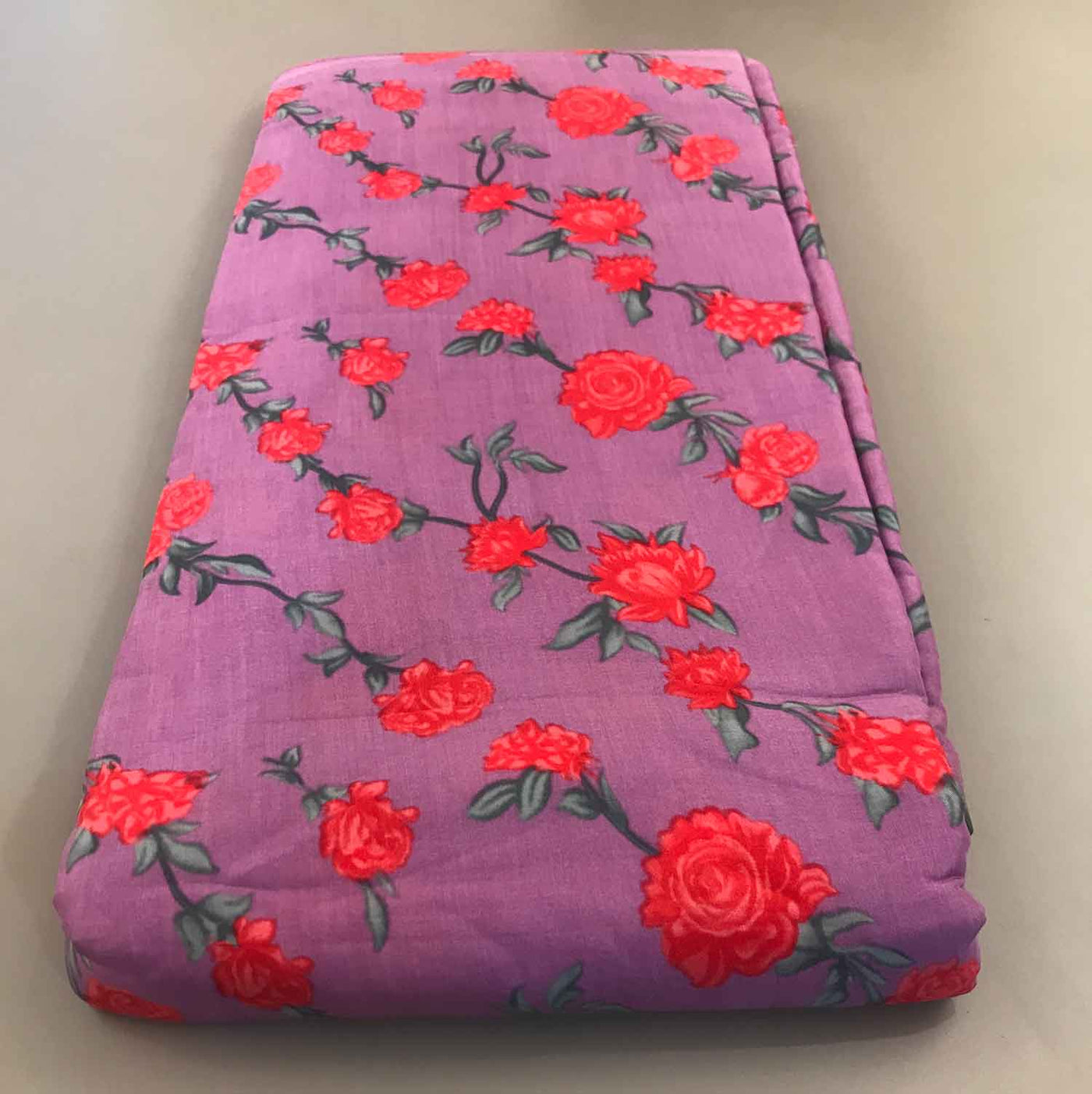 Red Floral Violet Muslin Silk Fabric