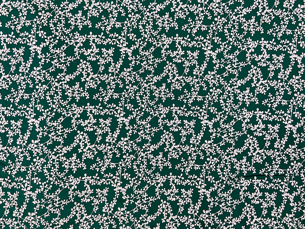 Dark Green Floral Printed Pure Cotton Fabric