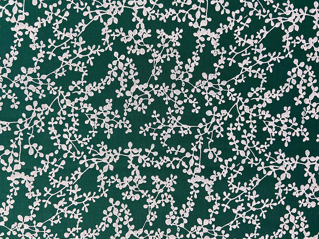 Dark Green Floral Printed Pure Cotton Fabric