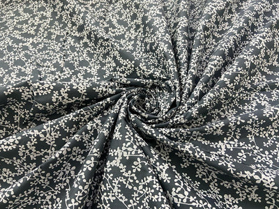 Grey Floral Printed Pure Cotton Fabric