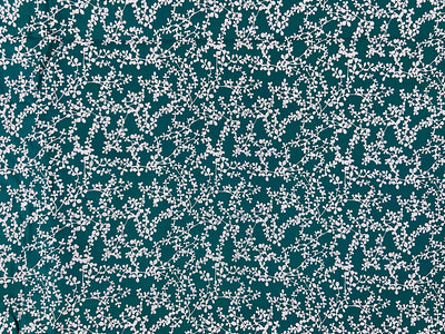 Turquoise & White Floral Printed Pure Cotton Fabric