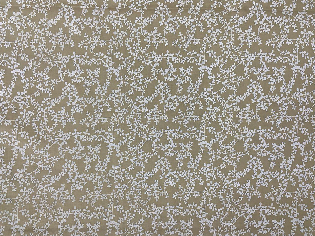 Cream & White Floral Printed Pure Cotton Fabric