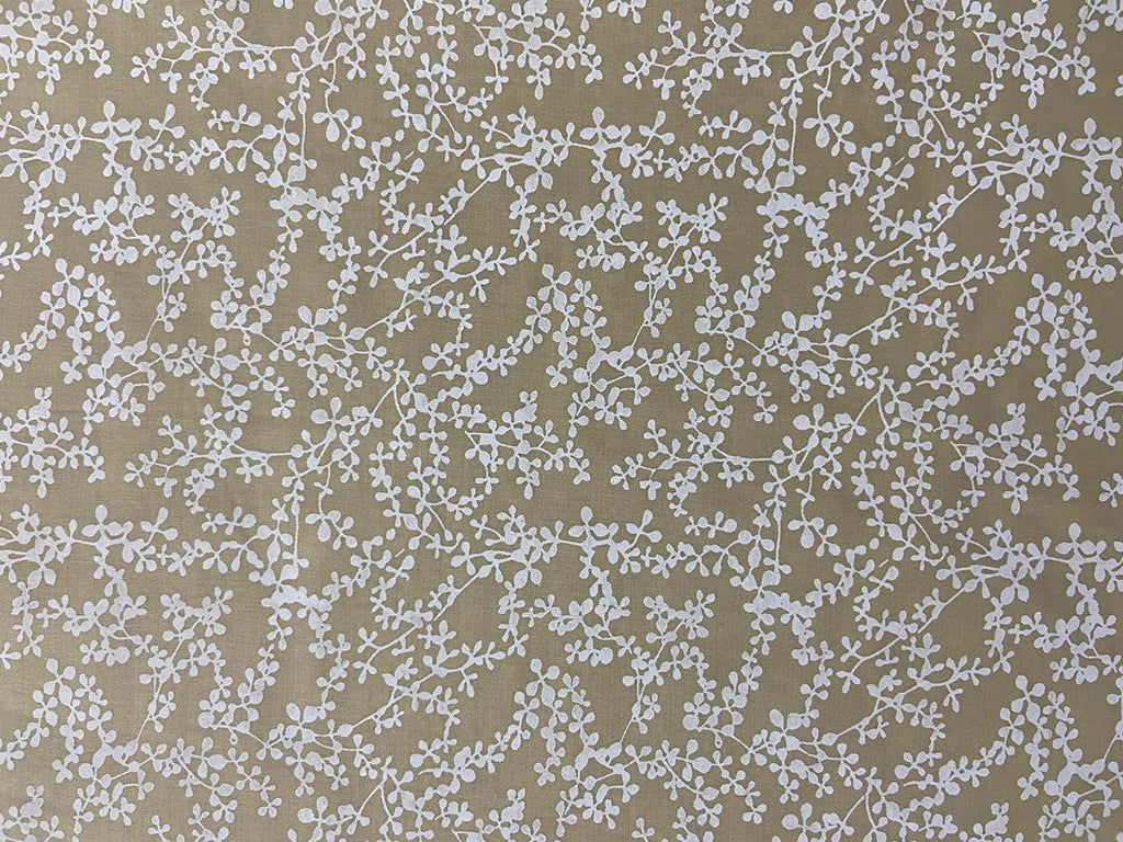 Cream & White Floral Printed Pure Cotton Fabric