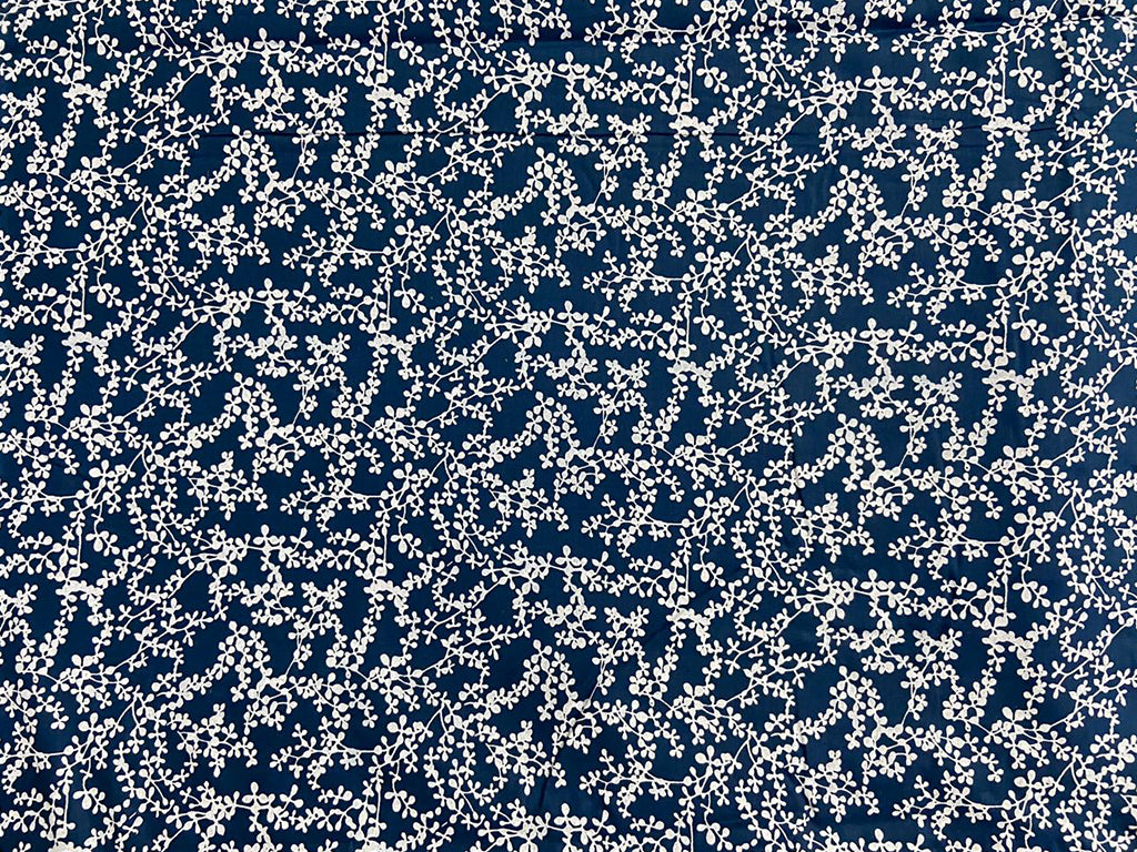 Blue & White Floral Printed Pure Cotton Fabric