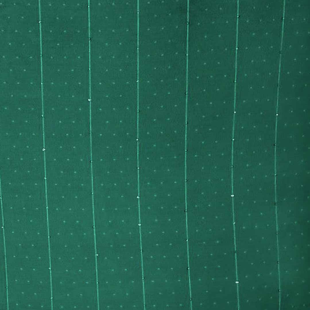 Dark Green Stripes Butti Rangila Sequence Silk Fabric