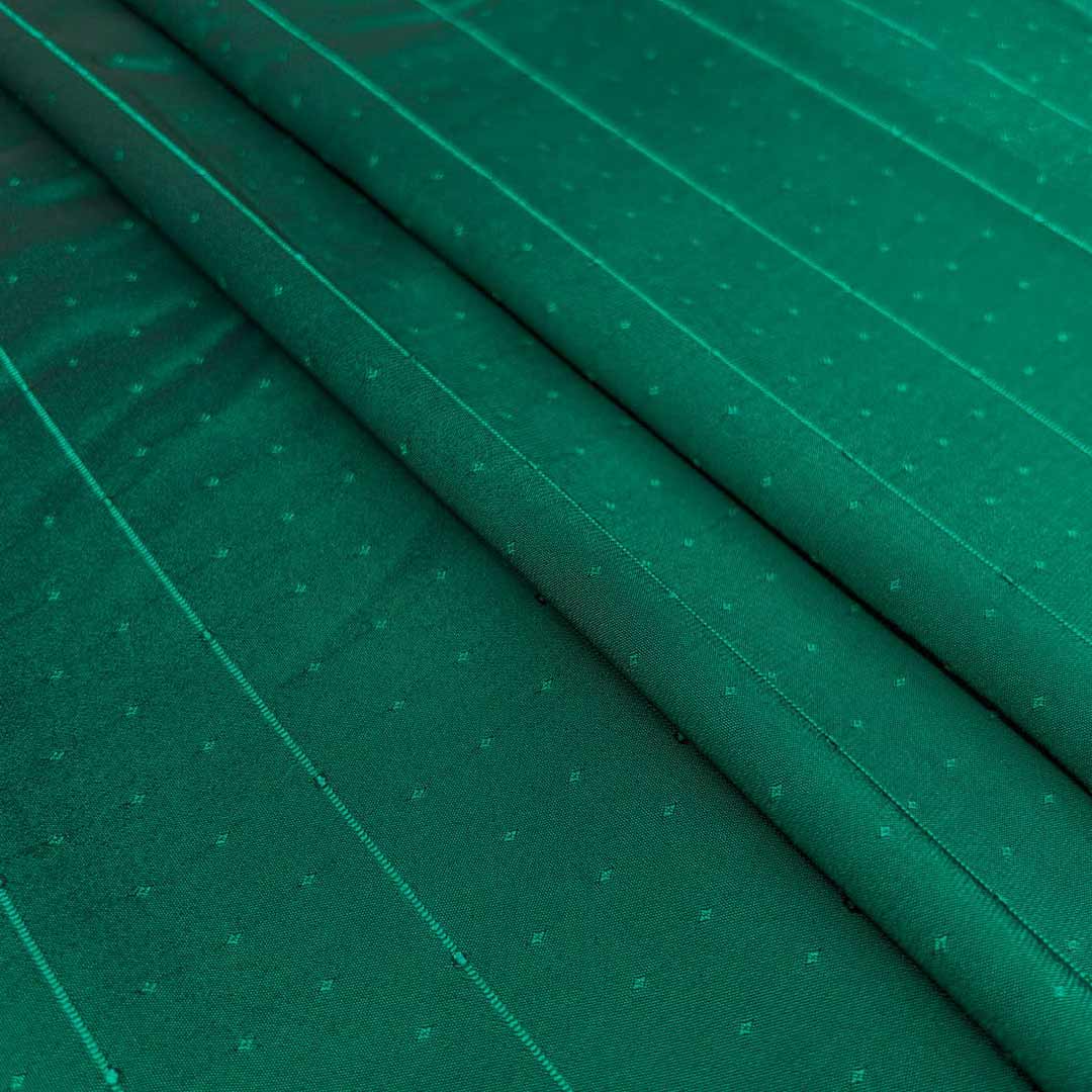 Dark Green Stripes Butti Rangila Sequence Silk Fabric