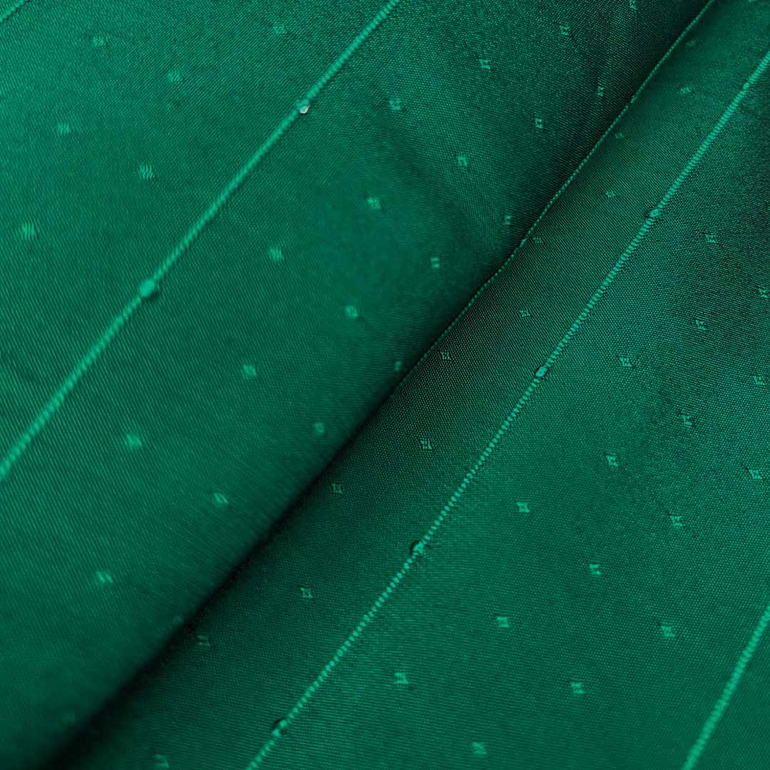 Dark Green Stripes Butti Rangila Sequence Silk Fabric