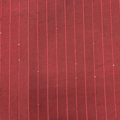 Red Stripes Butti Rangila Sequence Silk Fabric (Wholesale)