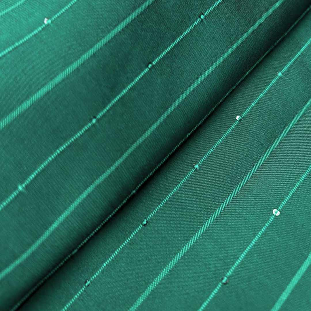 Green Stripes Butti Rangila Sequence Silk Fabric (Wholesale)