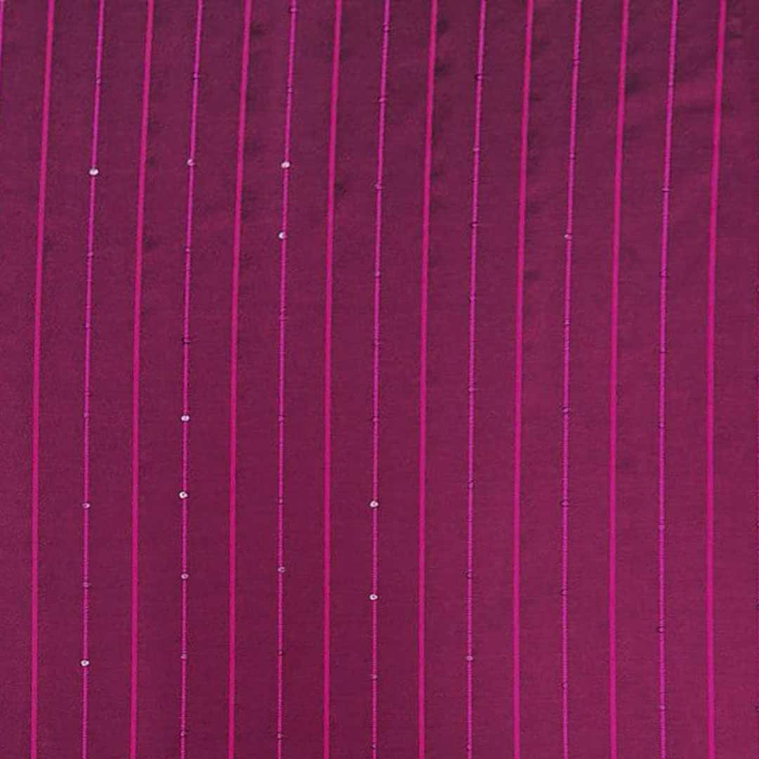बैंगनी धारियों वाली बूटी रंगीला अनुक्रम रेशम कपड़ा