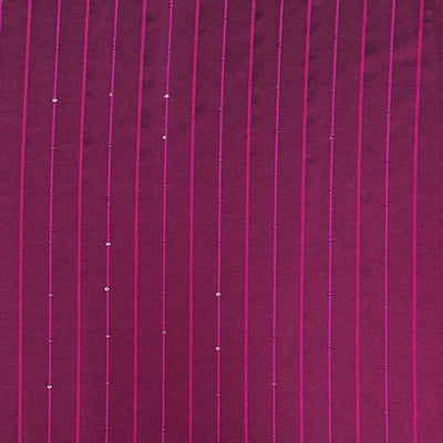 बैंगनी धारियों वाली बूटी रंगीला अनुक्रम रेशम कपड़ा