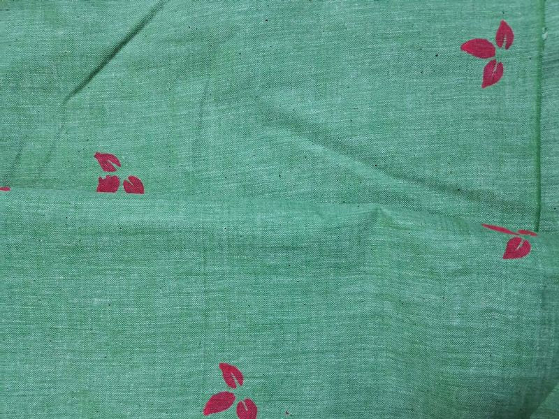 Green Motifs Textured Cotton Dt Fabric Printed Designer Fabric