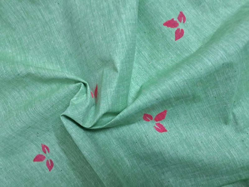 Green Motifs Textured Cotton Dt Fabric Printed Designer Fabric