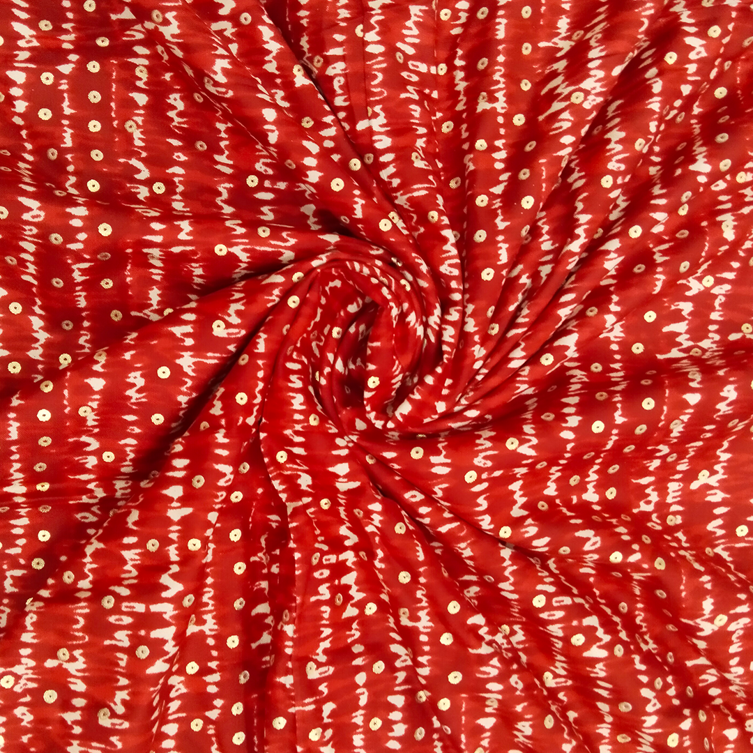 Red Polka Dot Printed Rayon Fabric (Wholesale)