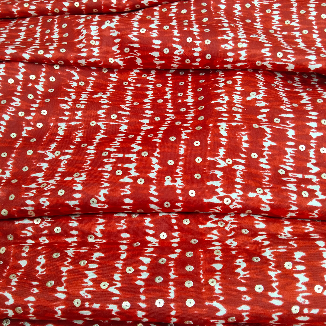 Red Polka Dot Printed Rayon Fabric (Wholesale)