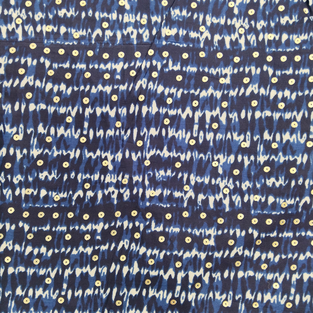 Blue & White Abstract Printed Rayon Fabric