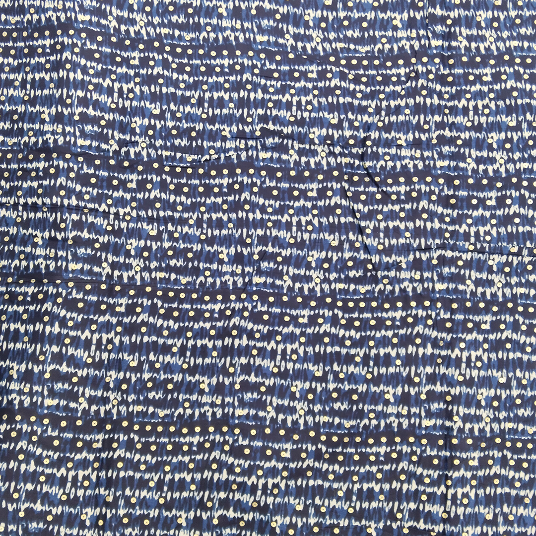 Blue & White Abstract Printed Rayon Fabric