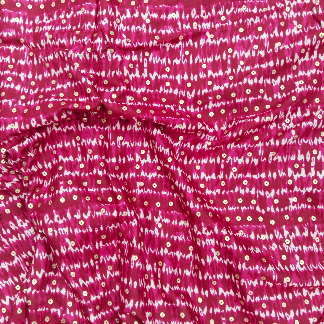 Pink Polka Dot Printed Rayon Fabric