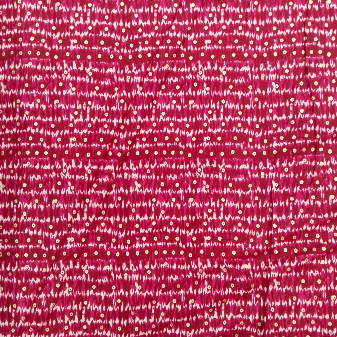 Pink Polka Dot Printed Rayon Fabric