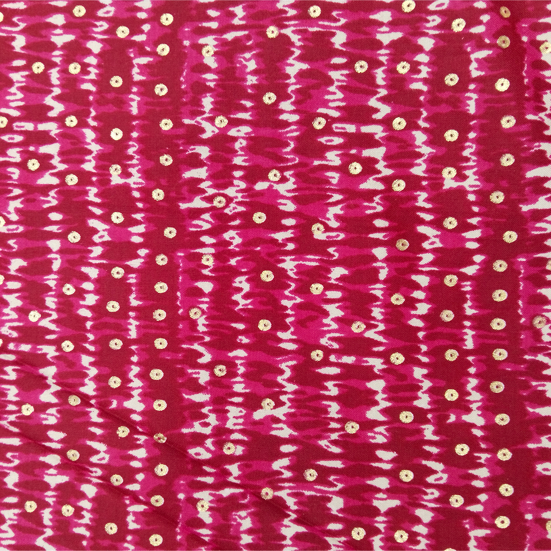 Pink Polka Dot Printed Rayon Fabric