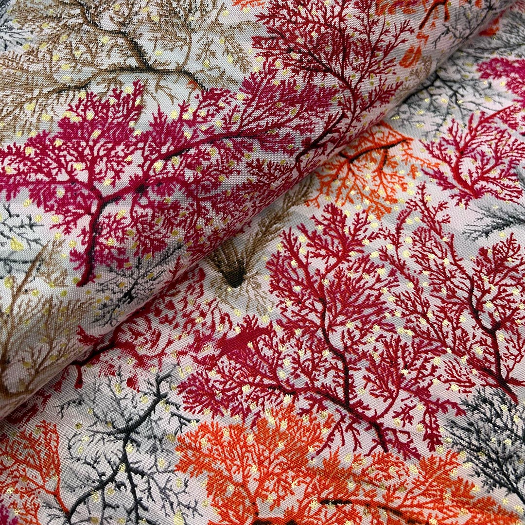 Multicolor Floral Printed Rayon Foil Fabric