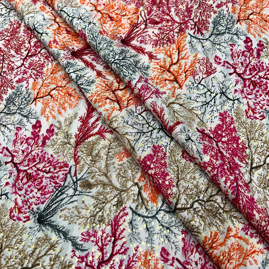 Multicolor Floral Printed Rayon Foil Fabric