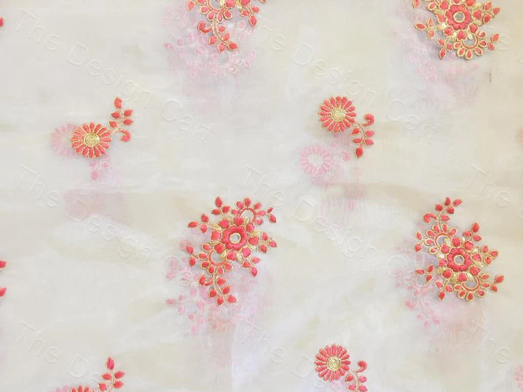 Multicolor Floral Design Organza Fabric (Wholesale)