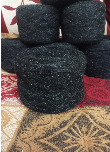 Black Shine Multi Threaded Wool Yarn