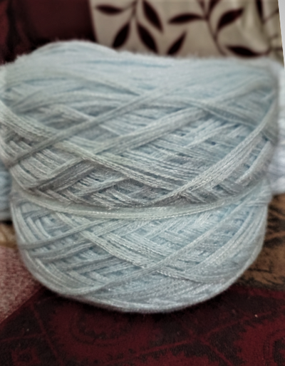 White & Sky Blue Multi Threaded wool yarn