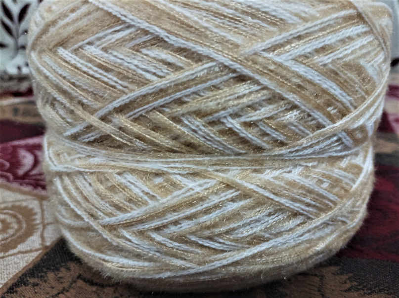 White & Golden Mixture Wool Yarn