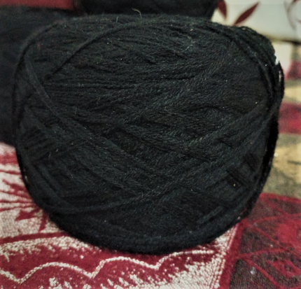 Dark Jet Black Multi Threaded Wool Yarn