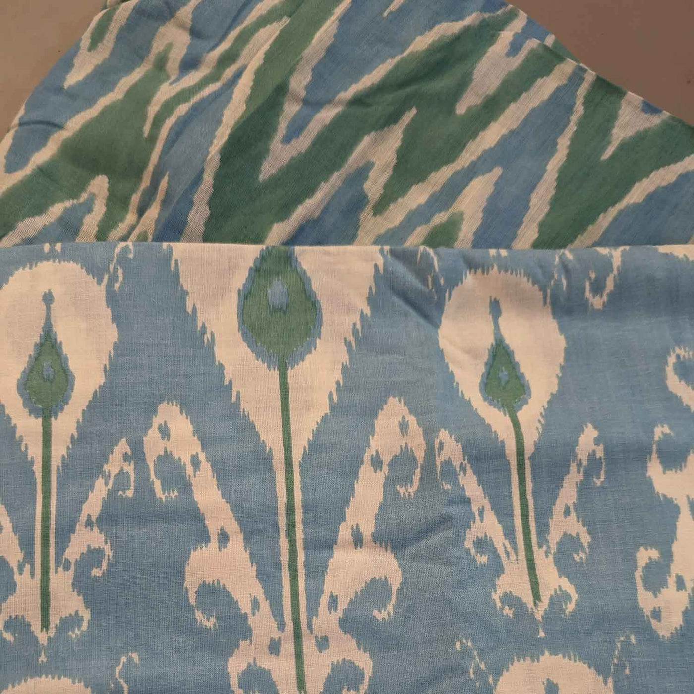 Blue & Green Traditional / Chevron Ikat Cotton Fabric Combo