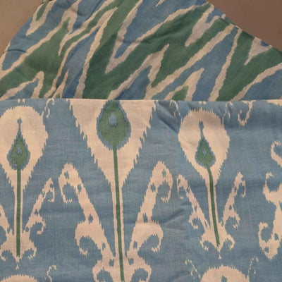 Blue & Green Traditional / Chevron Ikat Cotton Fabric Combo