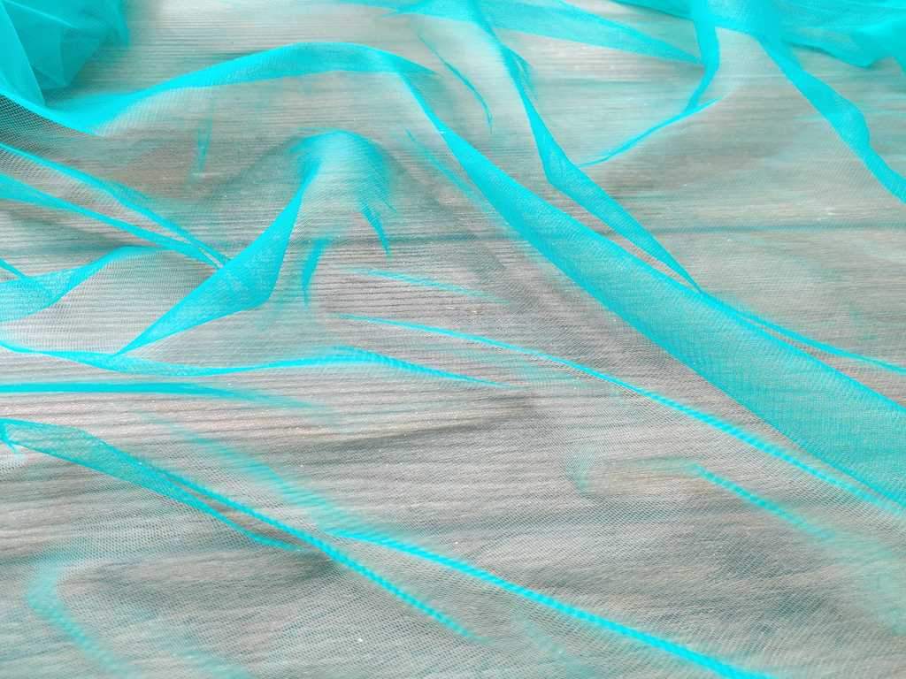 Sea Blue Plain Mono Net Fabric