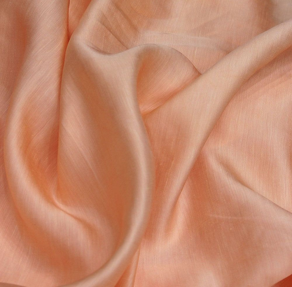 Peach Plain Viscose Linen Satin Fabric (Wholesale)