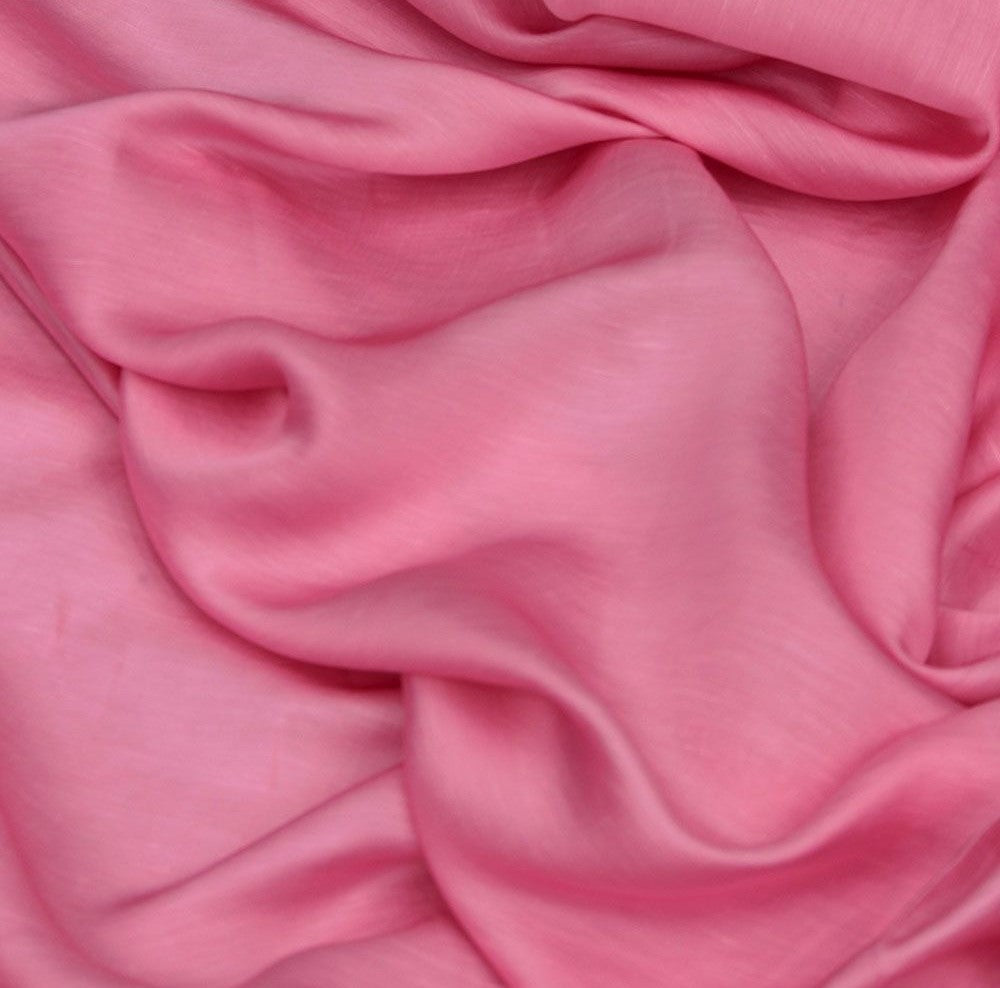 Rose Pink Plain Viscose Linen Satin Fabric (Wholesale)