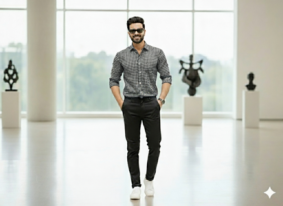 Black Checks Yarns Dyed Pure Cotton Fabric