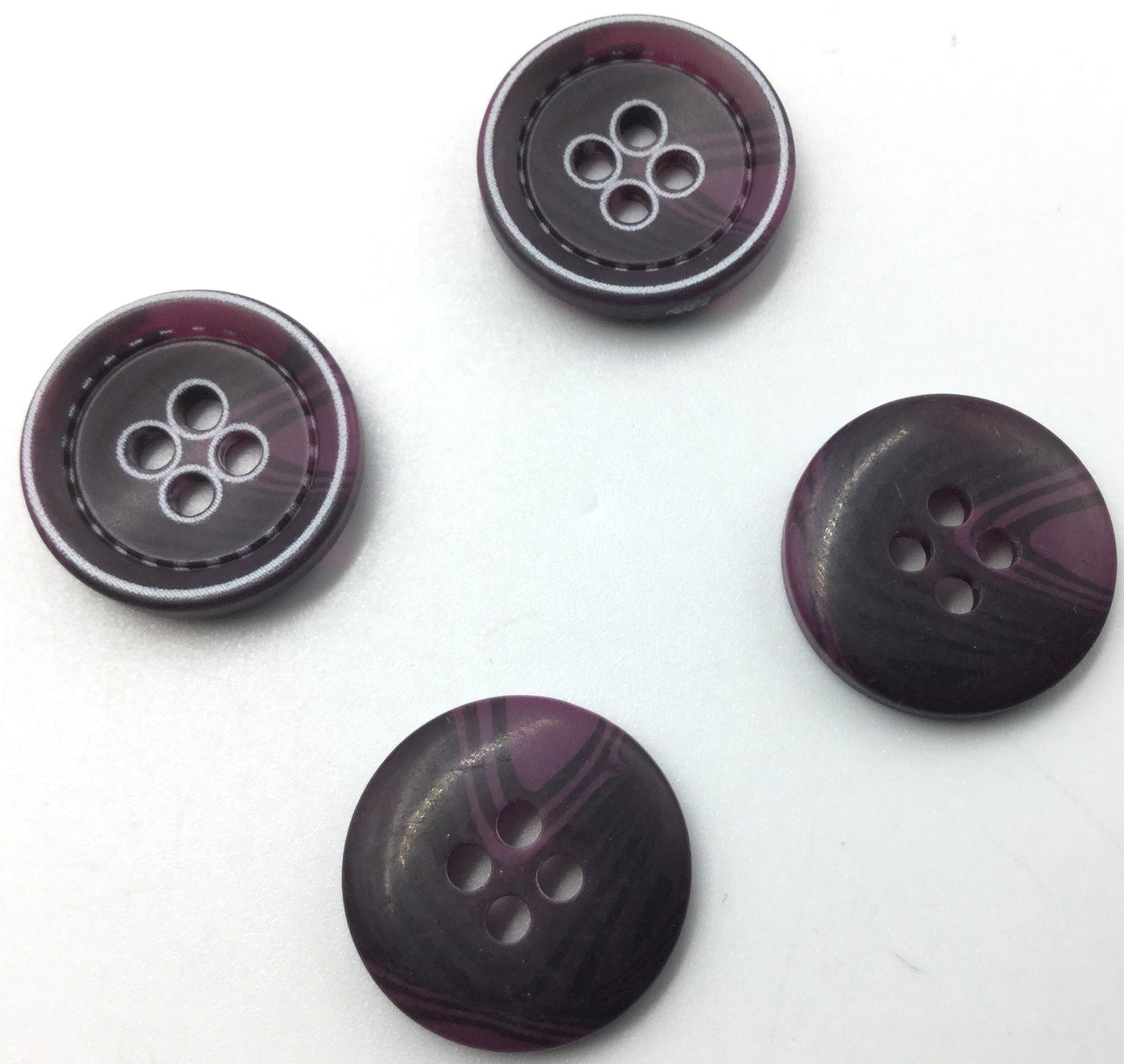 Deep Purple & White Circular Plastic Buttons