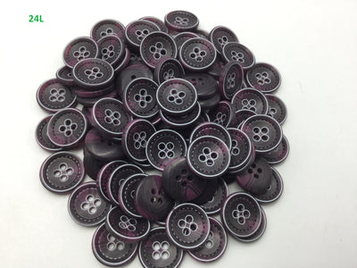 Deep Purple & White Circular Plastic Buttons