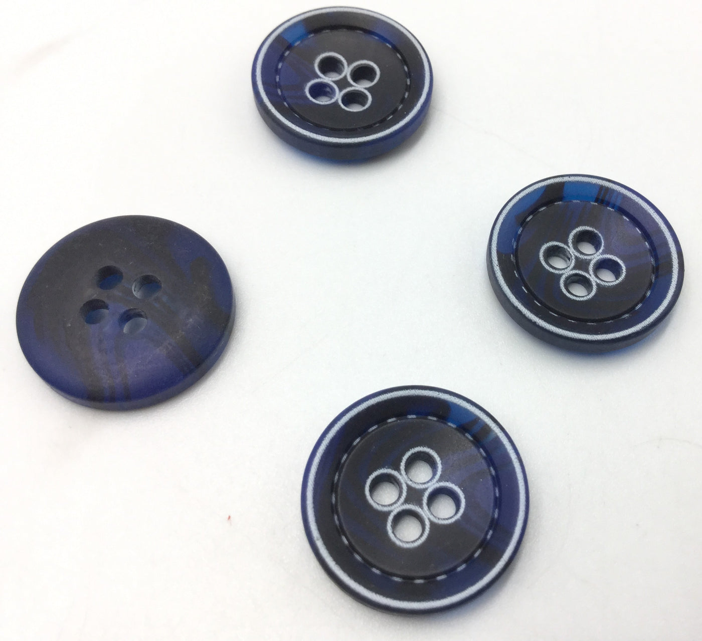 Navy Blue & White Circular Plastic Buttons