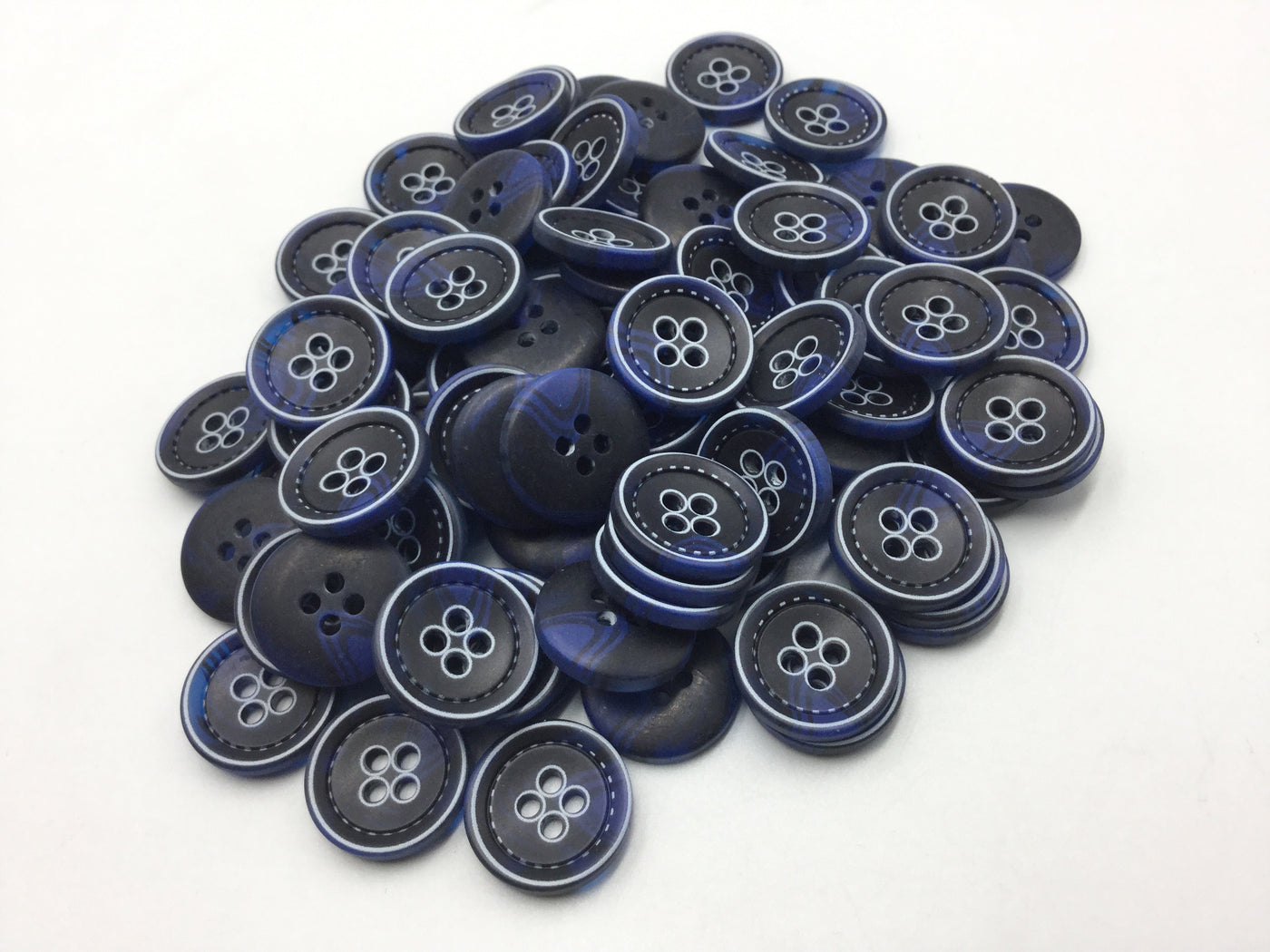 Navy Blue & White Circular Plastic Buttons