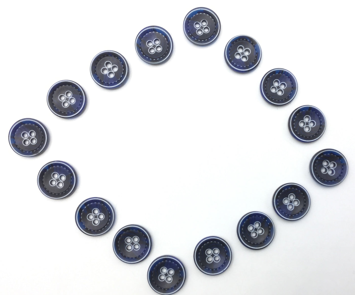 Navy Blue & White Circular Plastic Buttons