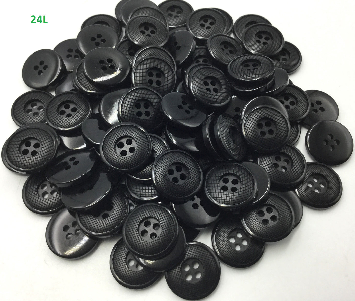 Black Circular 4 Hole Plane Plastic Buttons