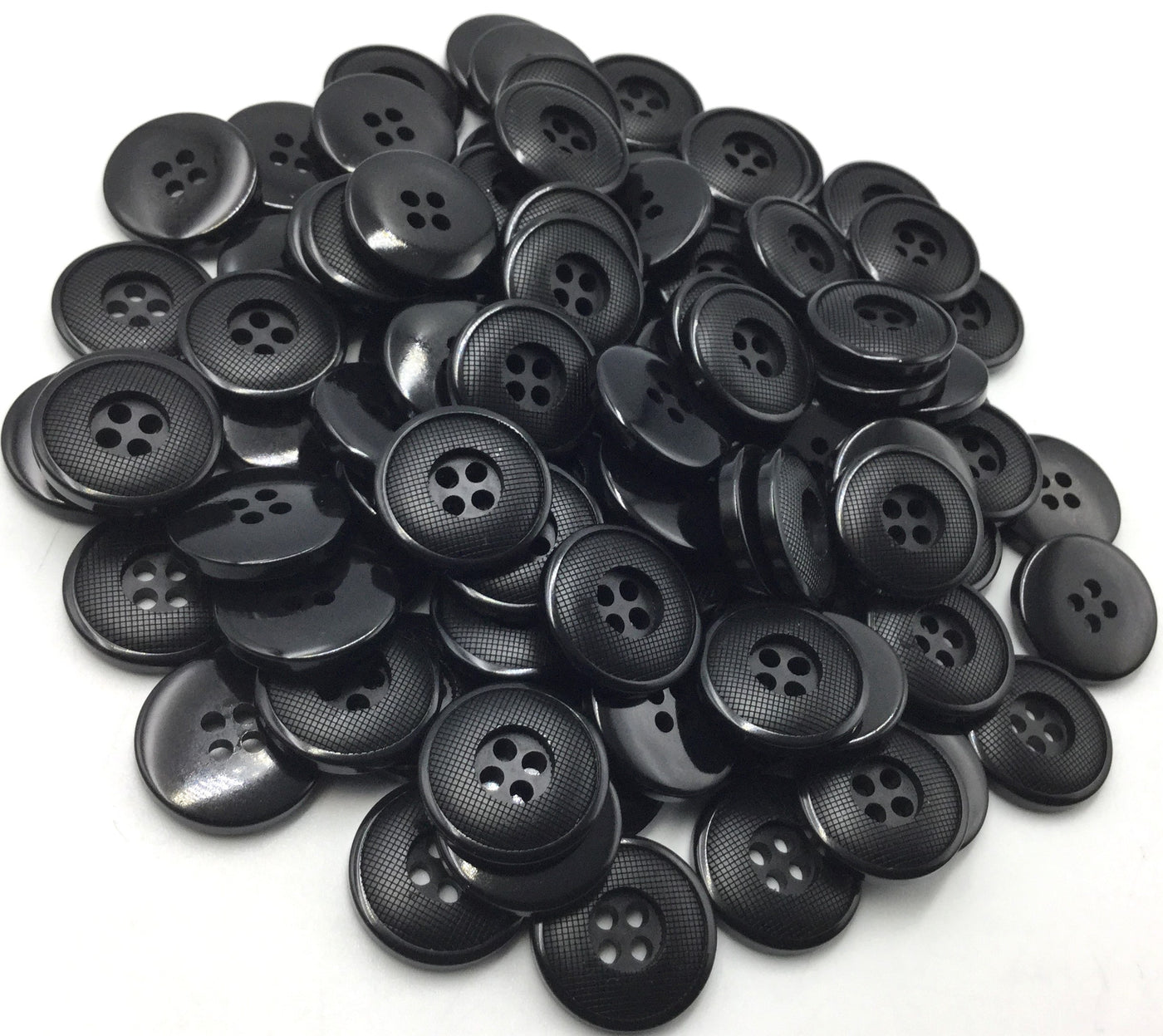 Black Circular 4 Hole Plane Plastic Buttons