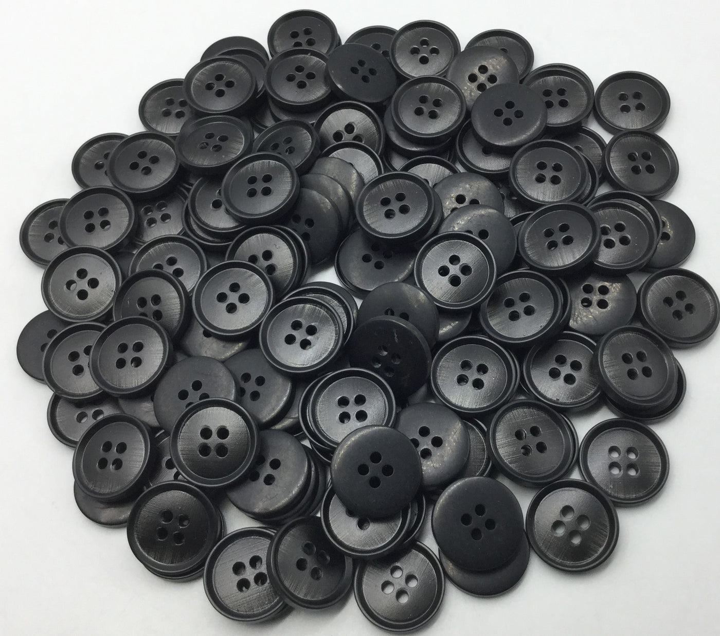 Black Circular 4 Hole Plastic Buttons