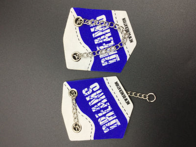 Blue and White Stickers With Chain