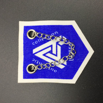 Blue and White Stickers With Chain