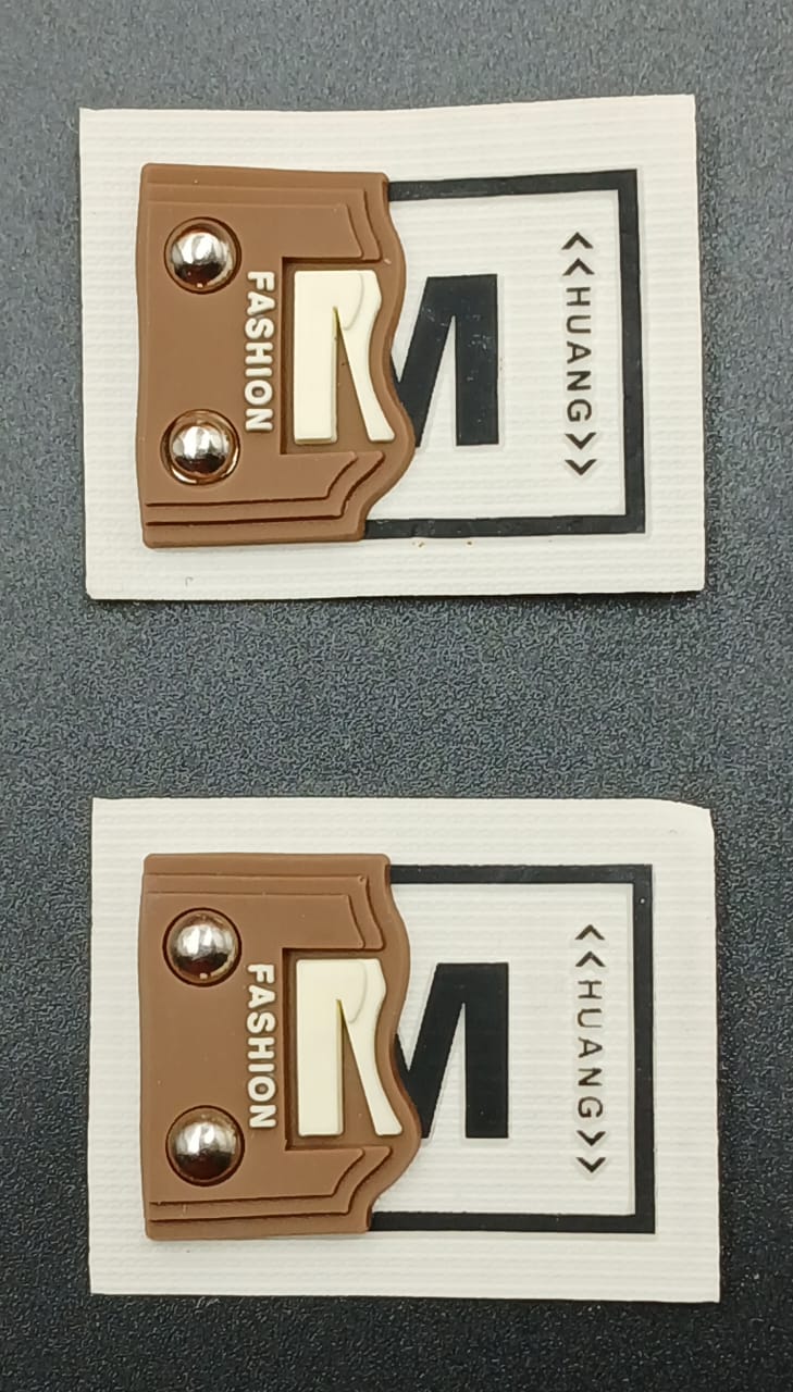 Off White & Brown Rectangular 3D Stickers