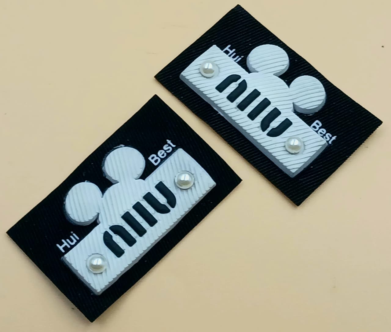 Black & Off White Rectangular 3D Stickers